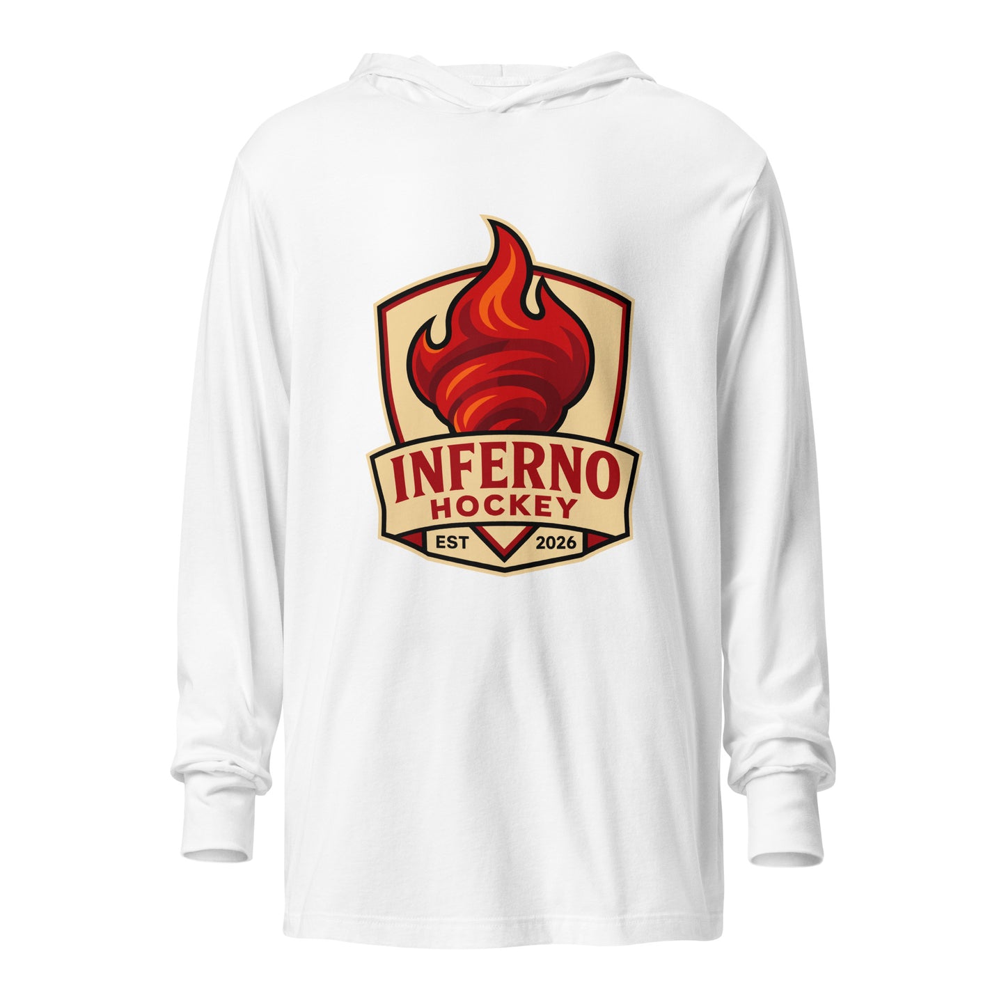 Performance | Hooded Long Sleeve T Shirt | Inferno Hockey | Crest Logo