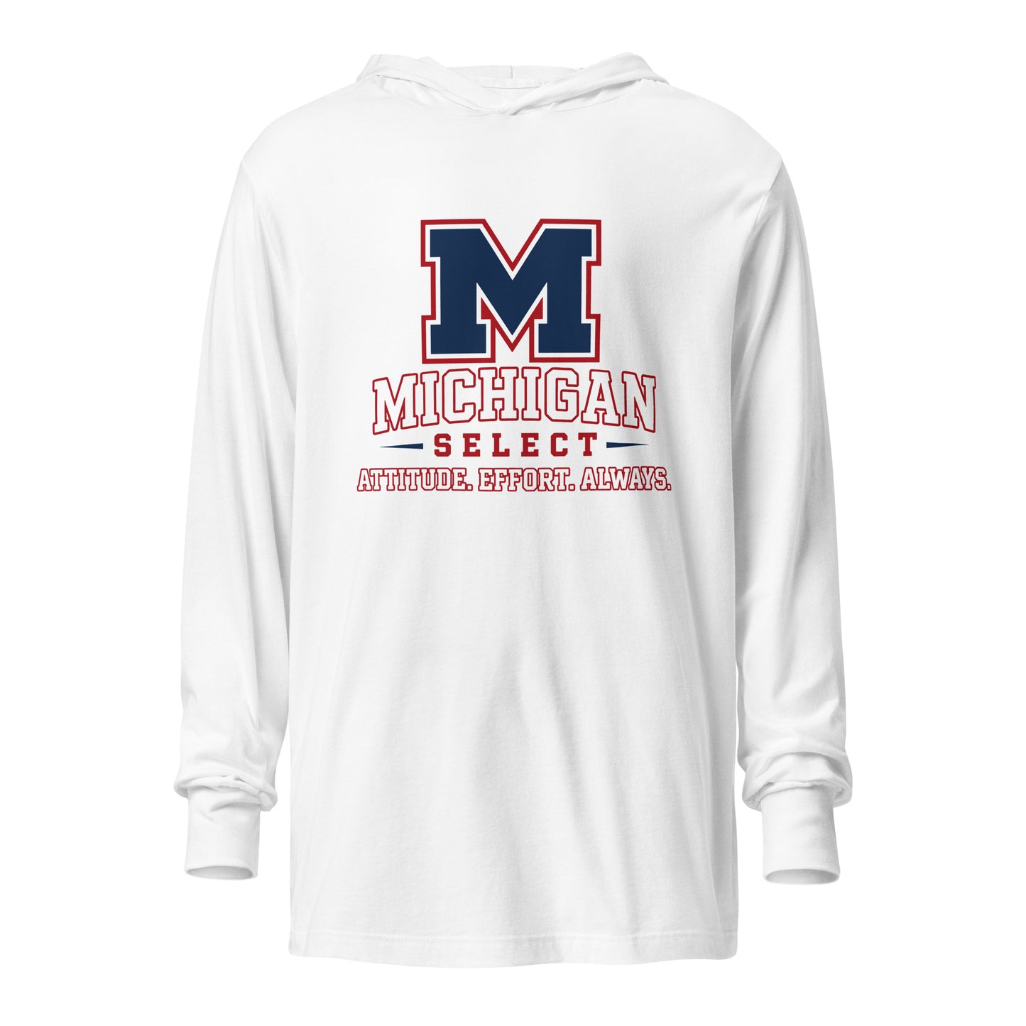 Performance | Hooded Long Sleeve T Shirt | Michigan Select Baseball | Crest Logo