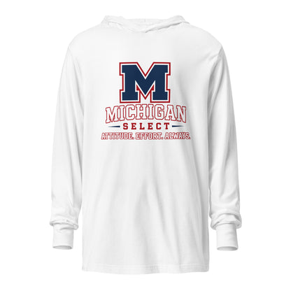Performance | Hooded Long Sleeve T Shirt | Michigan Select Baseball | Crest Logo