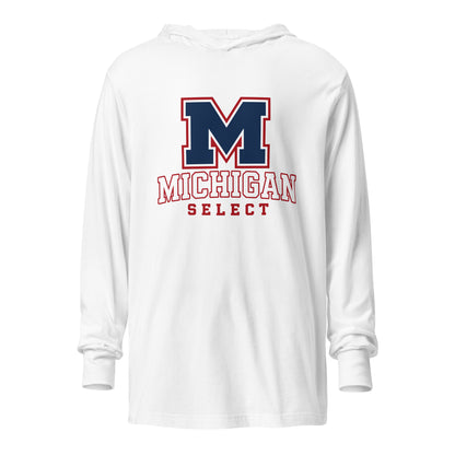 Performance | Hooded Long Sleeve T Shirt | Michigan Select Baseball | Emblem Logo