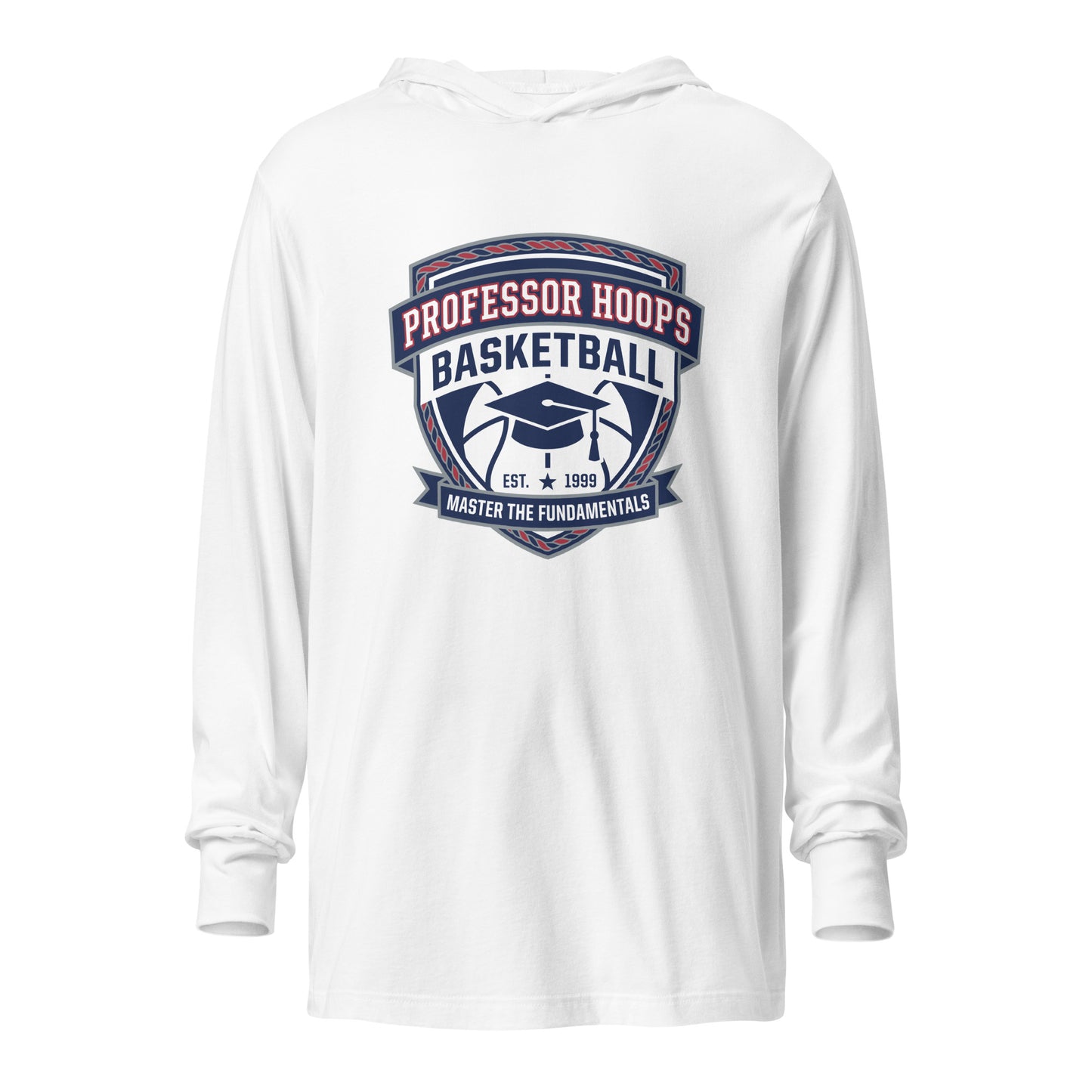 Performance | Hooded Long Sleeve T Shirt | Professor Hoops Basketball | Crest Logo