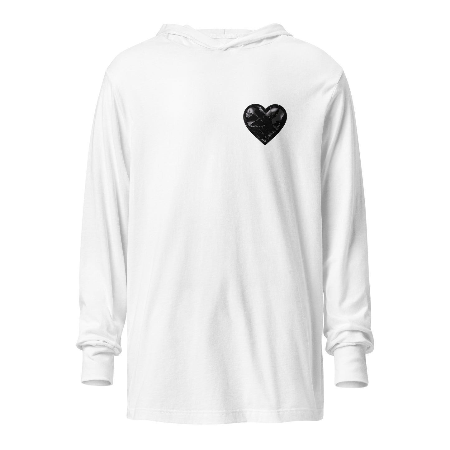 Performance | Hooded Long Sleeve T Shirt | Obsidian Heartbeat | Heart Crest Logo