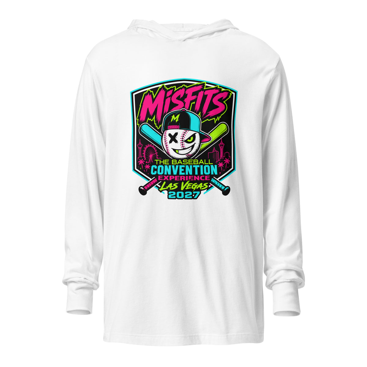 Performance | Hooded Long Sleeve T Shirt | Misfits Baseball | Shield Logo