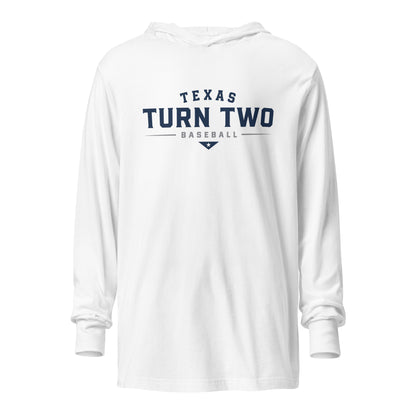 Performance | Hooded Long Sleeve T Shirt | Texas Turn Two Baseball | Modern Script Logo