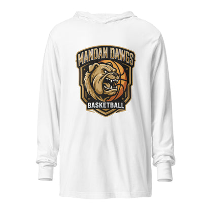 Performance | Hooded Long Sleeve T Shirt | Mandan Dawgs Basketball | Shield Logo