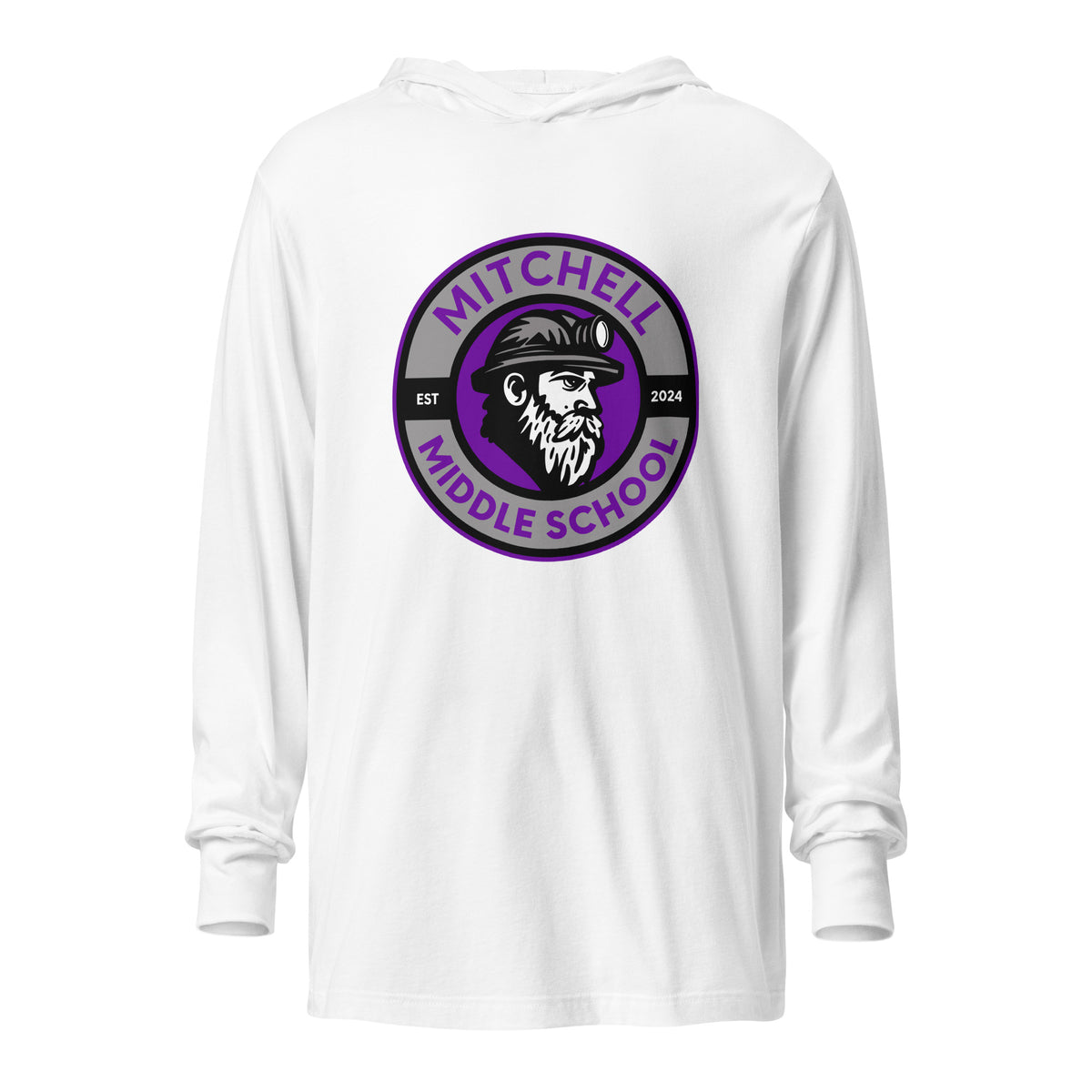 Performance | Hooded Long Sleeve T Shirt | Mitchell Middle School Softball | Badge Logo