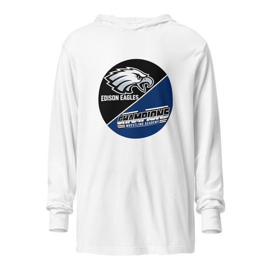 Performance | Hooded Long Sleeve T Shirt | Edison Eagles/CWA Wrestling | Badge Logo