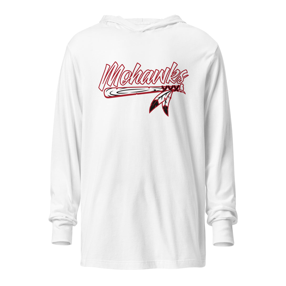Performance | Hooded Long Sleeve T Shirt | Mohawks Baseball 8u | Emblem Logo