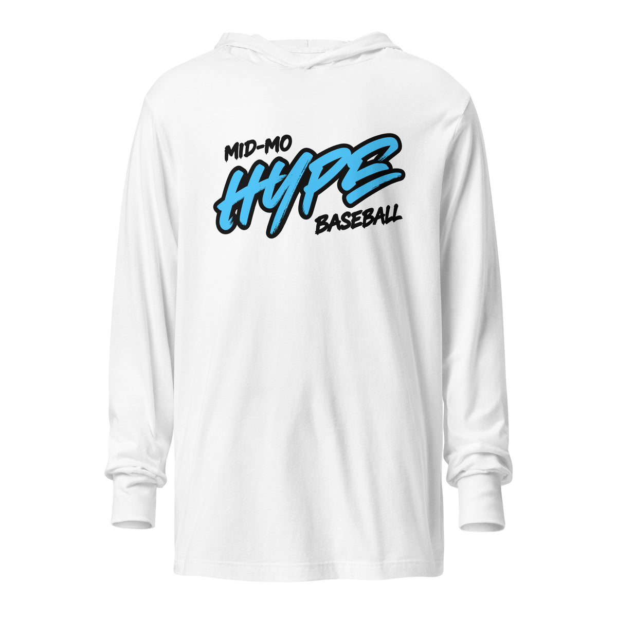 Performance | Hooded Long Sleeve T Shirt | Hype Baseball Club | Modern Script Logo