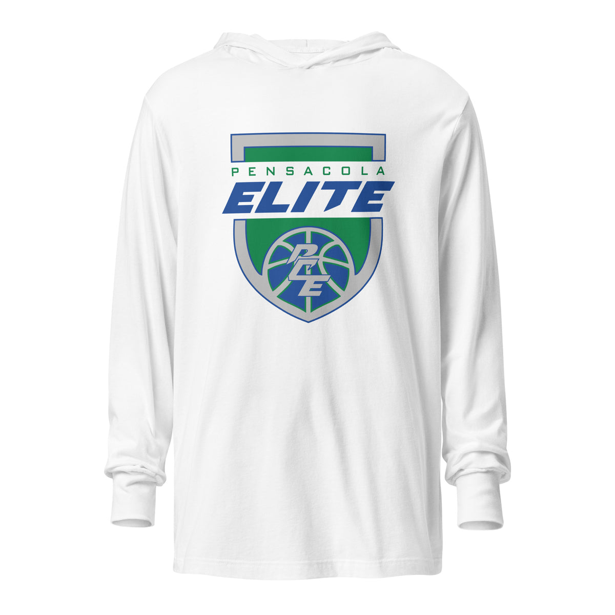 Performance | Hooded Long Sleeve T Shirt | Pensacola Elite Inc. | Shield Logo