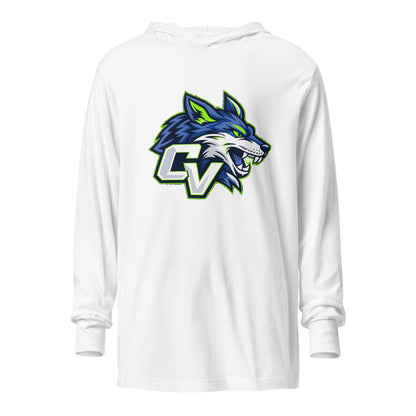 Performance | Hooded Long Sleeve T Shirt | Cumberland Valley Coyotes Football | Crest Logo
