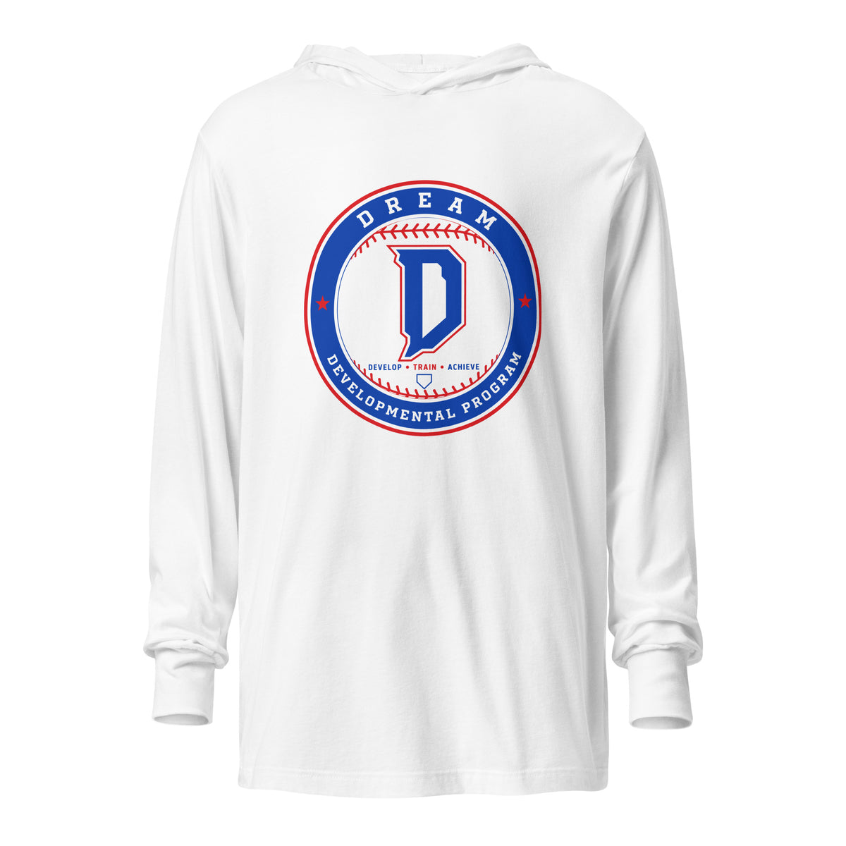 Performance | Hooded Long Sleeve T Shirt | Dream Developmental Program | Badge Logo