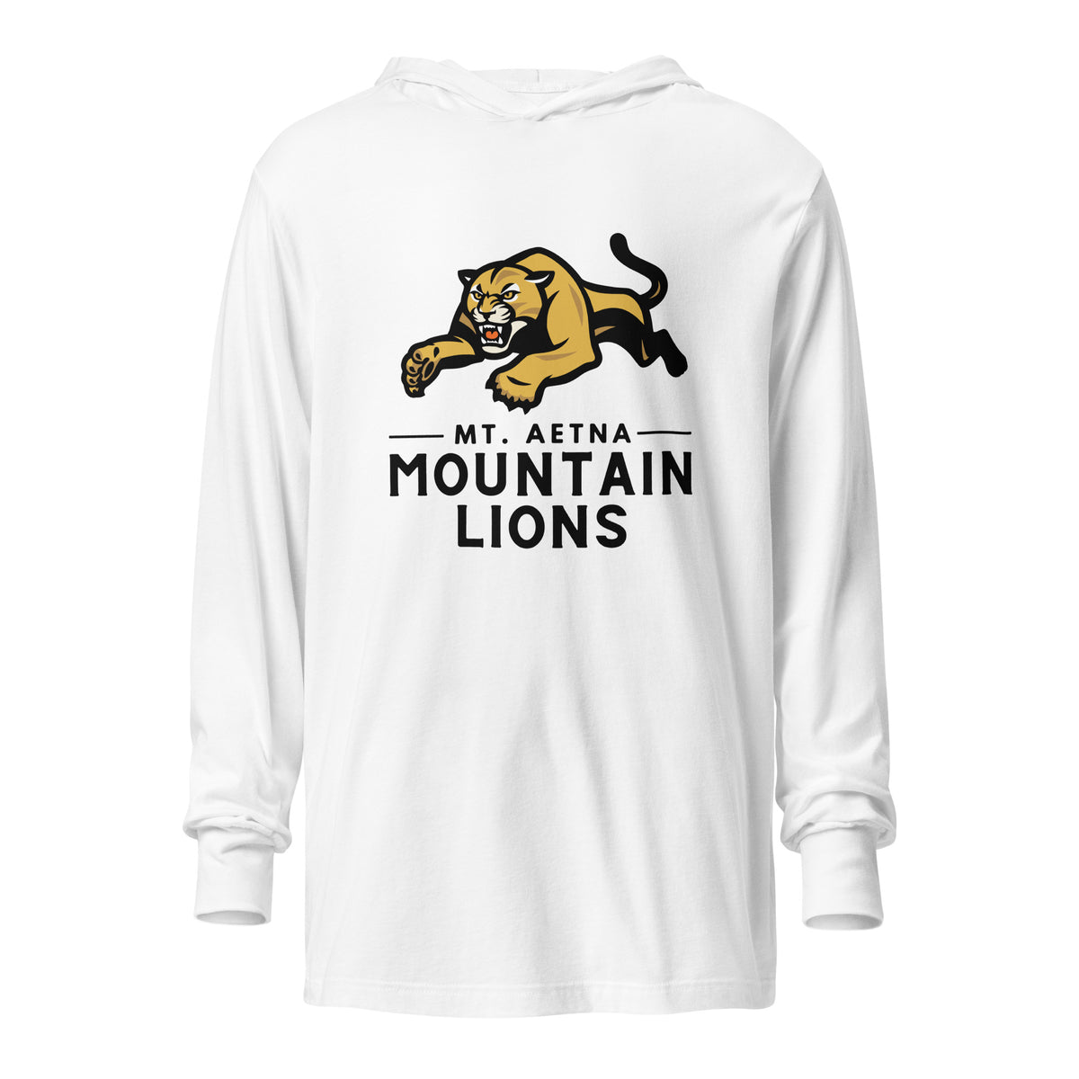 Performance | Hooded Long Sleeve T Shirt | Mt. Aetna Adventist School | Emblem Logo
