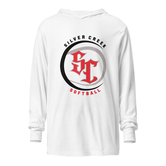 Performance | Hooded Long Sleeve T Shirt | Silver Creek 12U Schreiber | Emblem Logo