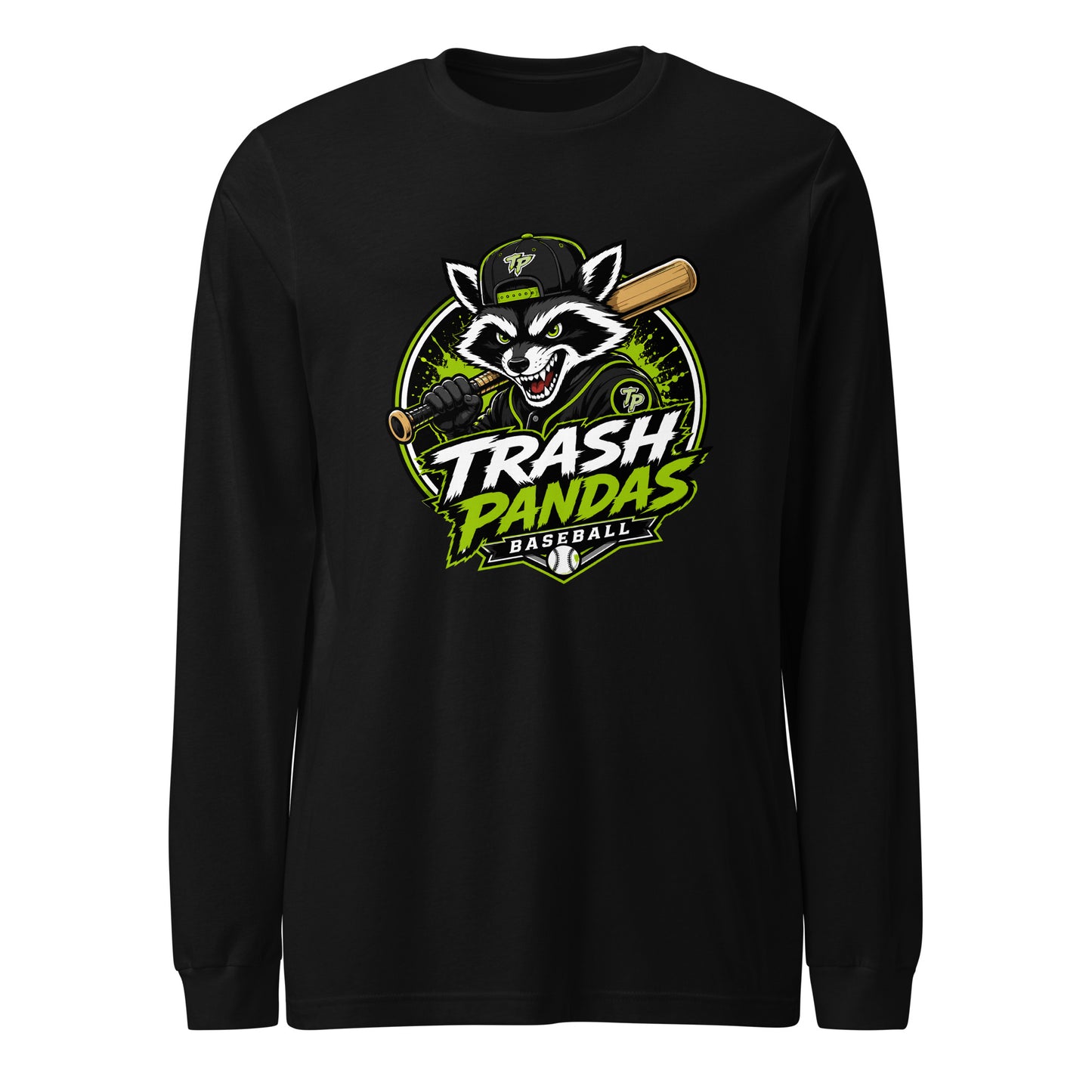 Performance | Long Sleeve Tee | Trash Pandas Baseball Organization | Mascot Logo