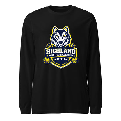 Performance | Long Sleeve Tee | Highland youth football and cheer | Emblem Logo