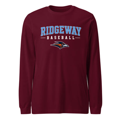 Performance | Long Sleeve Tee | Ridgeway High School Baseball | Athletics Logo