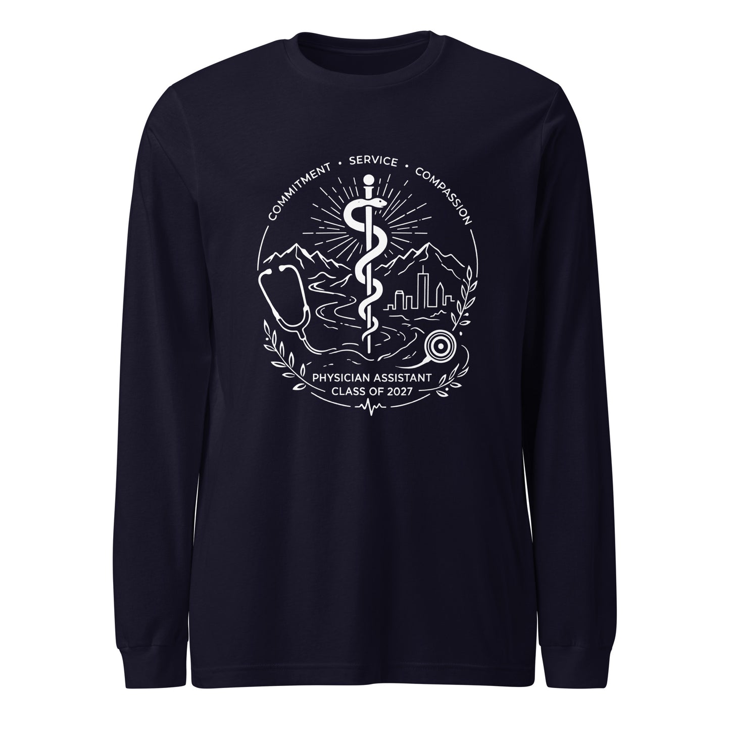 Performance | Long Sleeve Tee | Trine PA program | Crest Logo