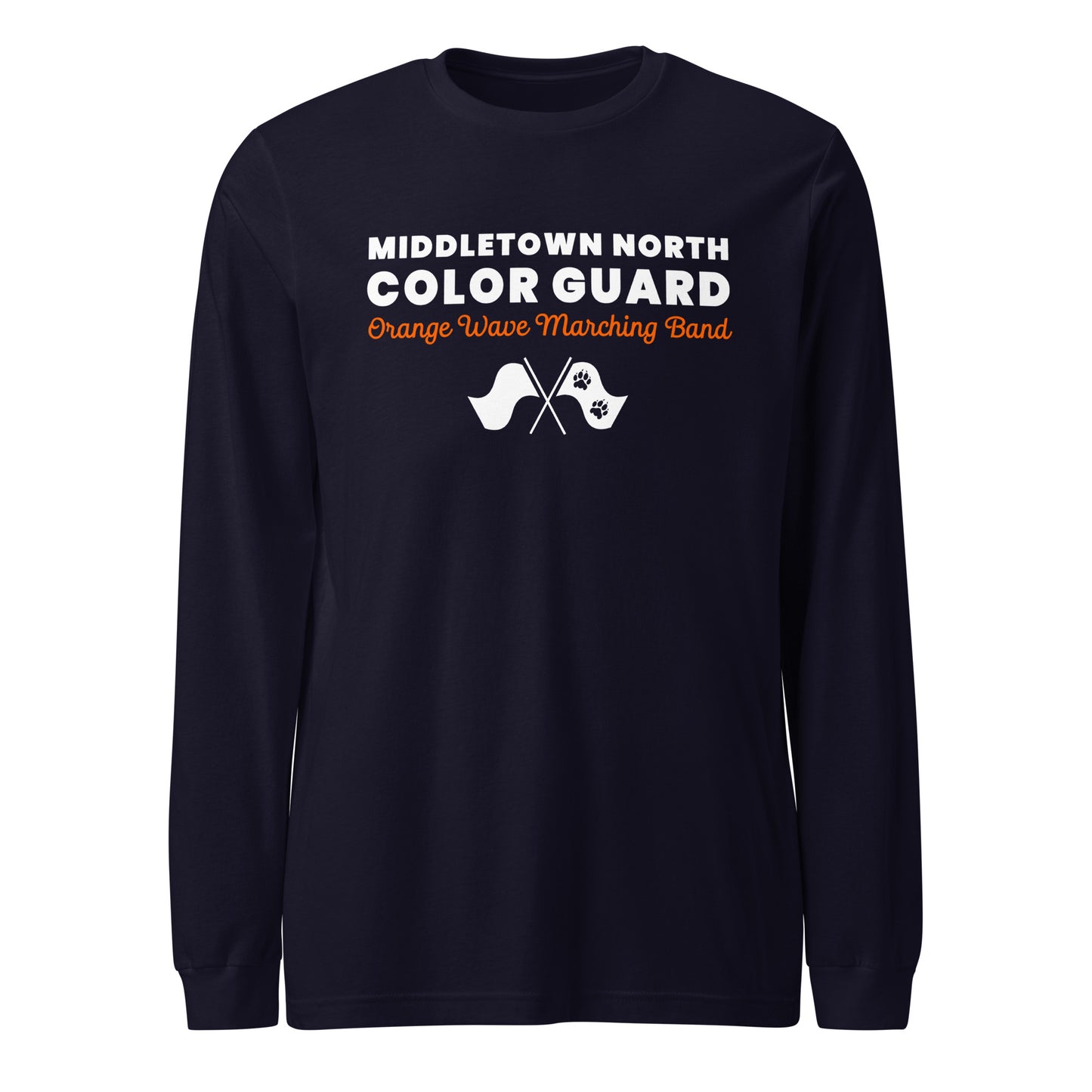 Performance | Long Sleeve Tee | Orange Wave Marching Band | Modern Script Logo