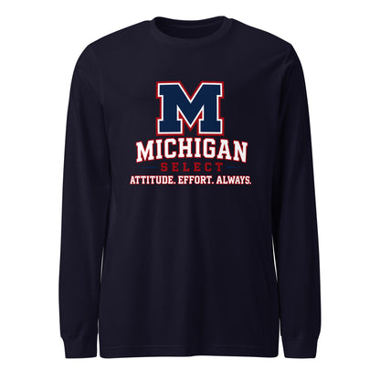 Performance | Long Sleeve Tee | Michigan Select Baseball | Crest Logo