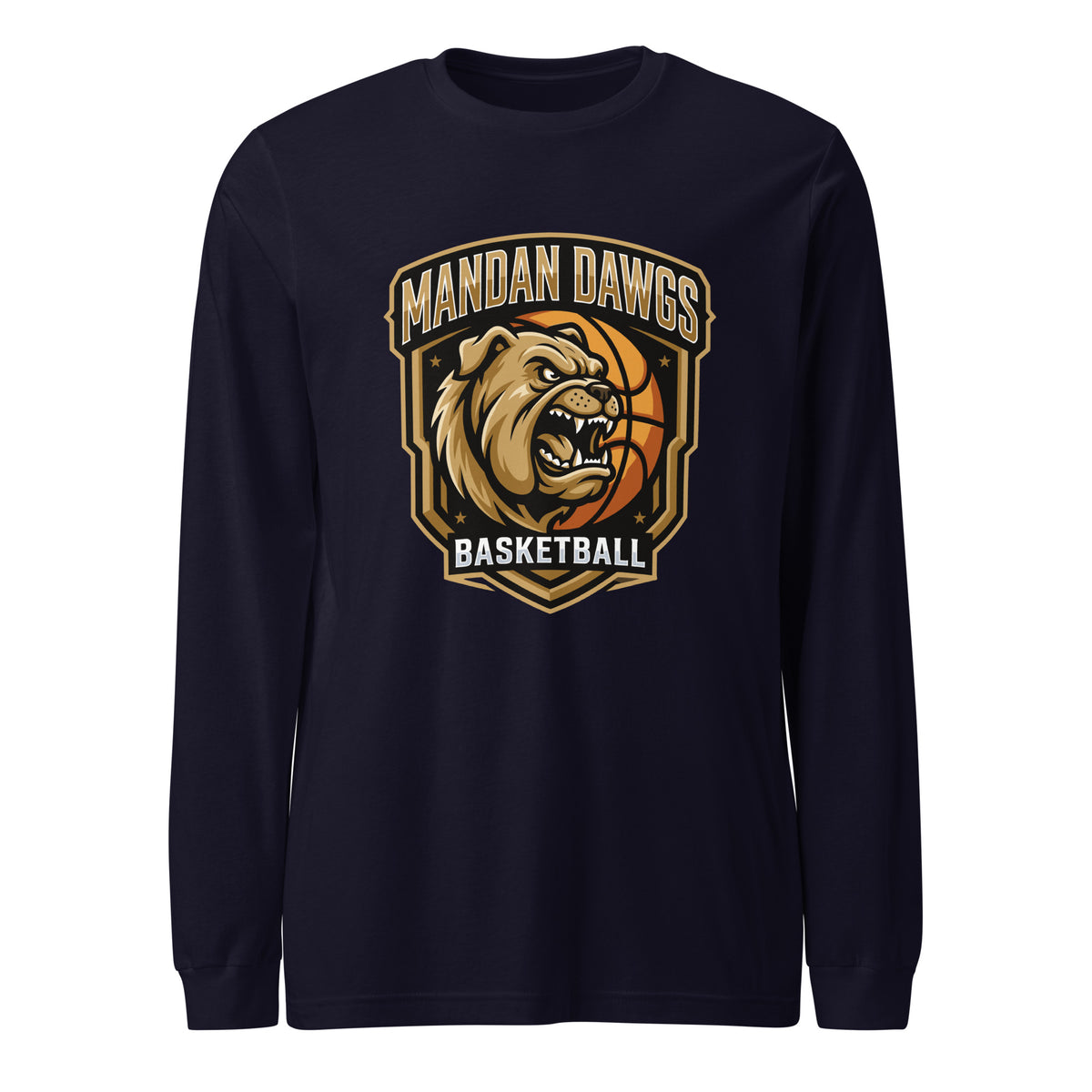 Performance | Long Sleeve Tee | Mandan Dawgs Basketball | Shield Logo