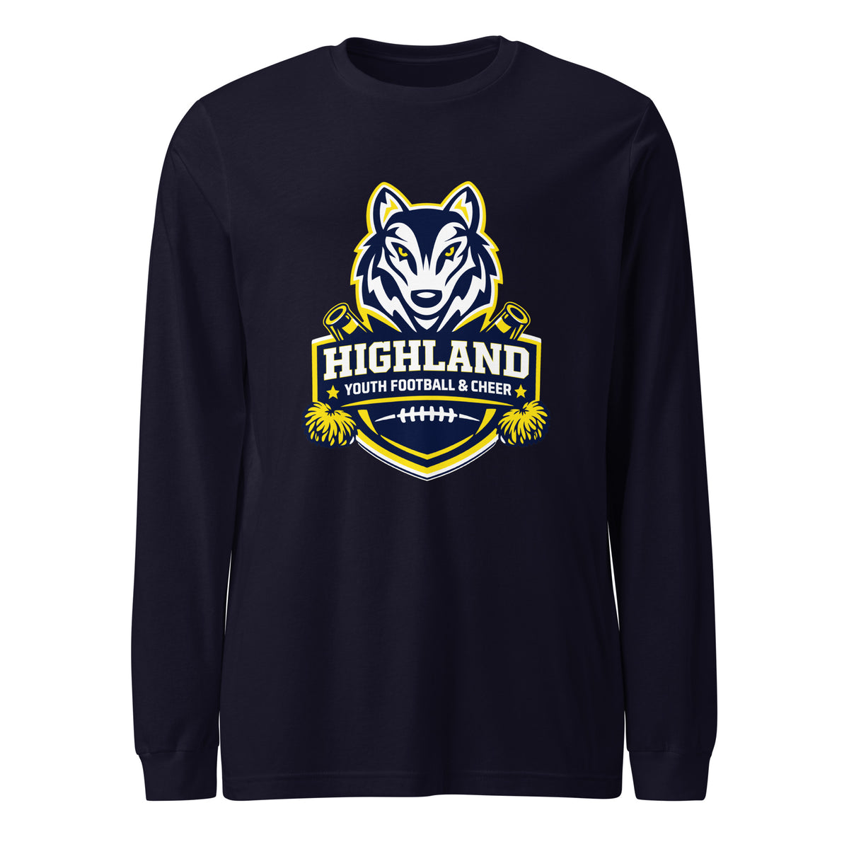 Performance | Long Sleeve Tee | Highland youth football and cheer | Emblem Logo