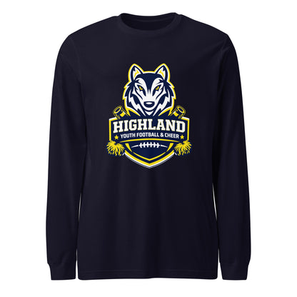 Performance | Long Sleeve Tee | Highland youth football and cheer | Emblem Logo