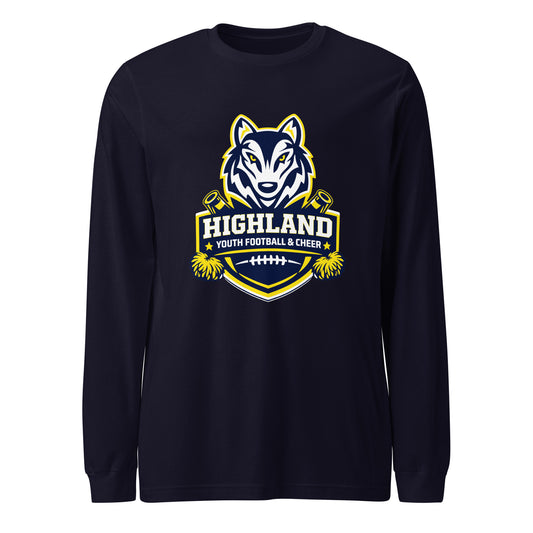 Performance | Long Sleeve Tee | Highland youth football and cheer | Emblem Logo
