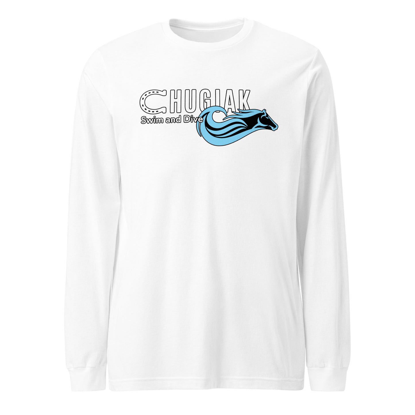 Performance | Long Sleeve Tee | Chugiak Mustang Swim & Dive | Emblem Logo