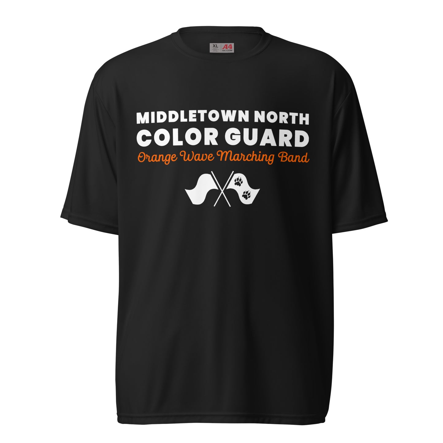 Active | Moisture Wicking Shirt | Orange Wave Marching Band | Modern Script Logo