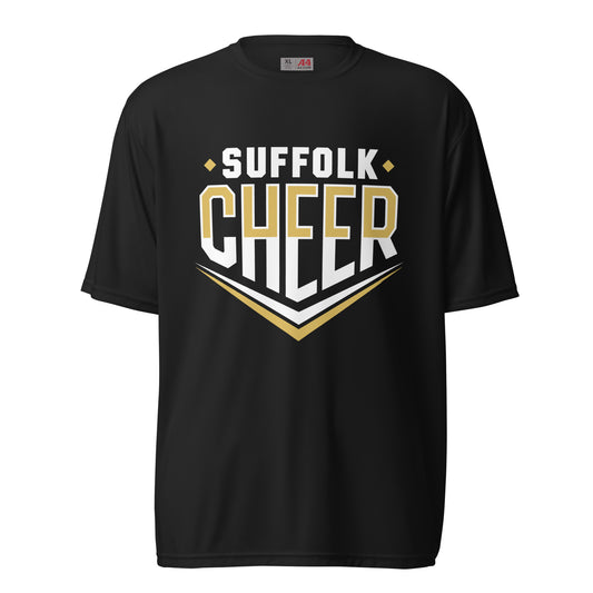 Active | Moisture Wicking Shirt | Suffolk University Cheerleading | Emblem Logo
