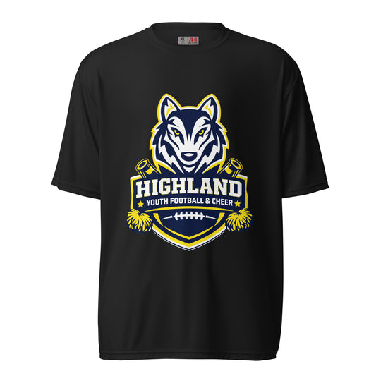 Active | Moisture Wicking Shirt | Highland youth football and cheer | Emblem Logo