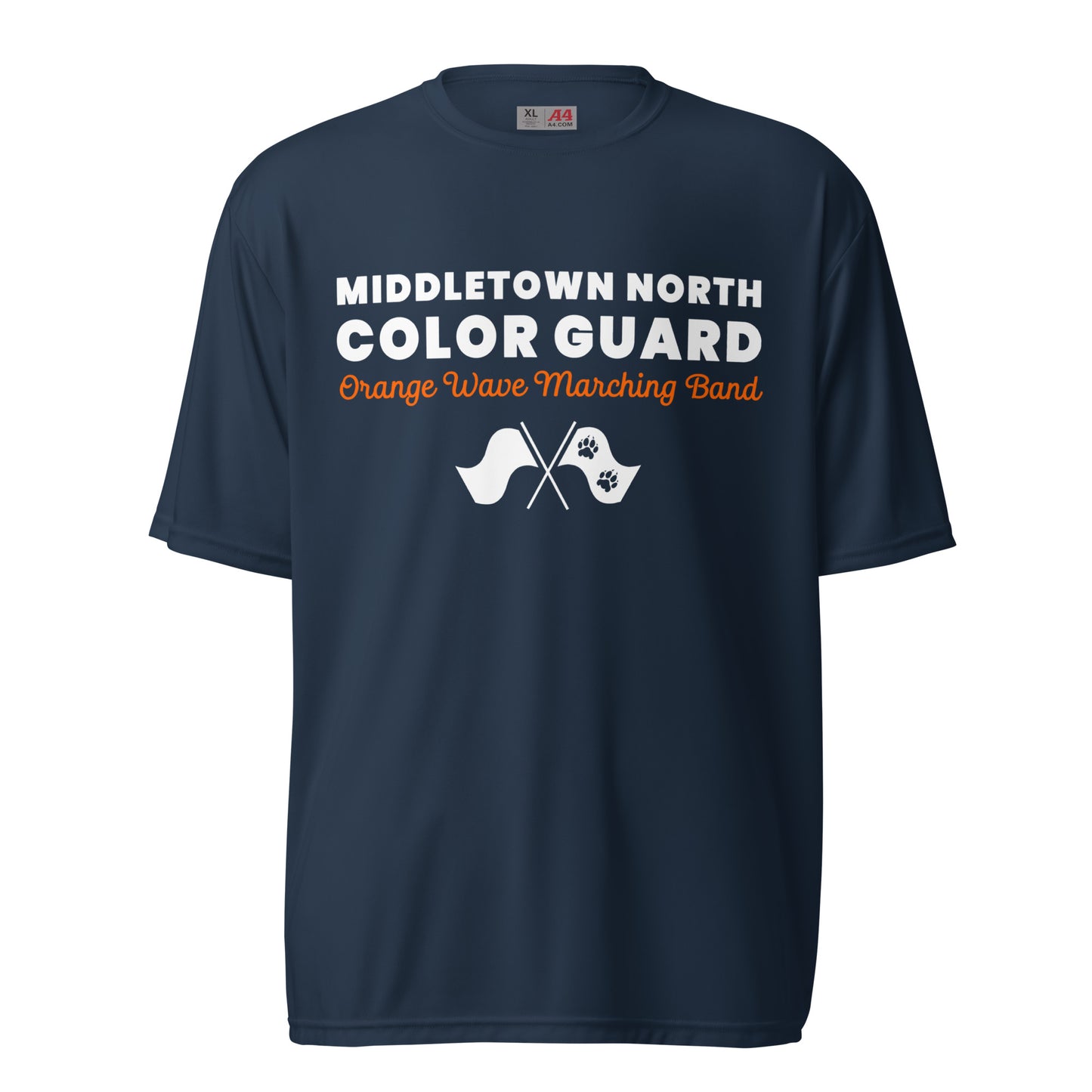 Active | Moisture Wicking Shirt | Orange Wave Marching Band | Modern Script Logo