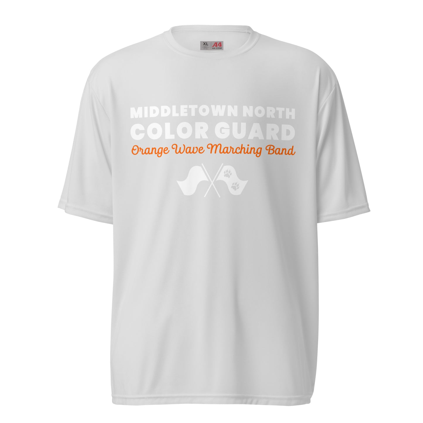 Active | Moisture Wicking Shirt | Orange Wave Marching Band | Modern Script Logo