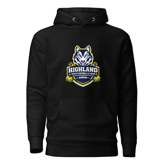 Performance | Hoodie | Highland youth football and cheer | Emblem Logo