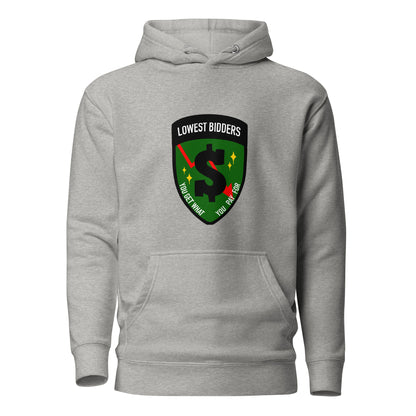 Performance | Hoodie | The Lowest Bidders | Emblem Logo