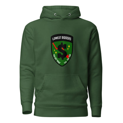 Performance | Hoodie | The Lowest Bidders | Emblem Logo