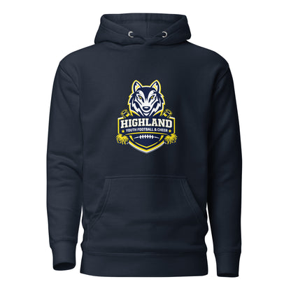 Performance | Hoodie | Highland youth football and cheer | Emblem Logo