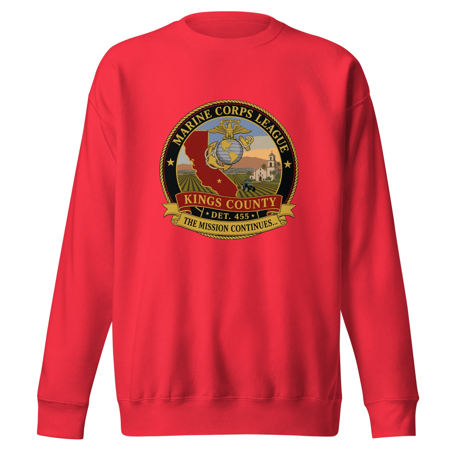 Performance | Crewneck | Marine Corps League kings County Det 455 | Shield Logo