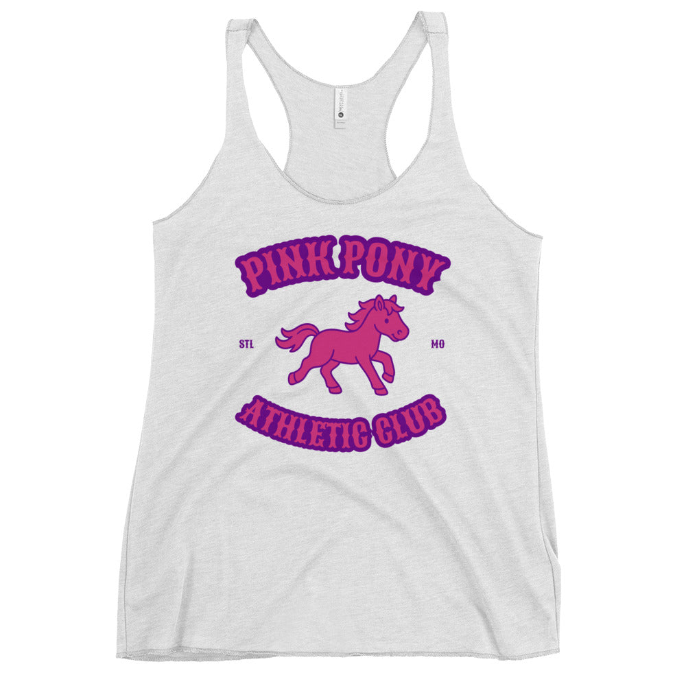 Performance | Thin Racerback Tank Top | Pink Pony Athletic Club | Crest Logo
