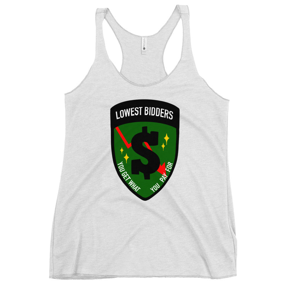Performance | Thin Racerback Tank Top | The Lowest Bidders | Emblem Logo