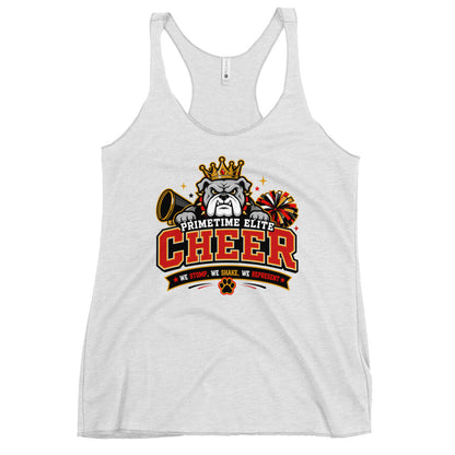 Performance | Thin Racerback Tank Top | PTE Bulldog Cheer | Crest Logo