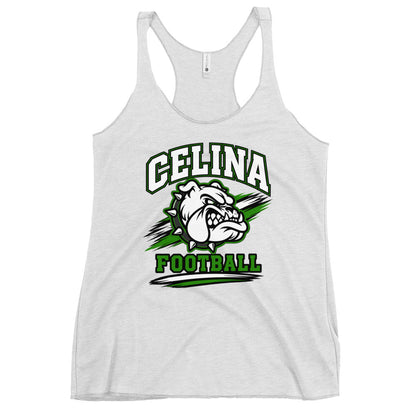 Performance | Thin Racerback Tank Top | Celina Black Football | Emblem Logo