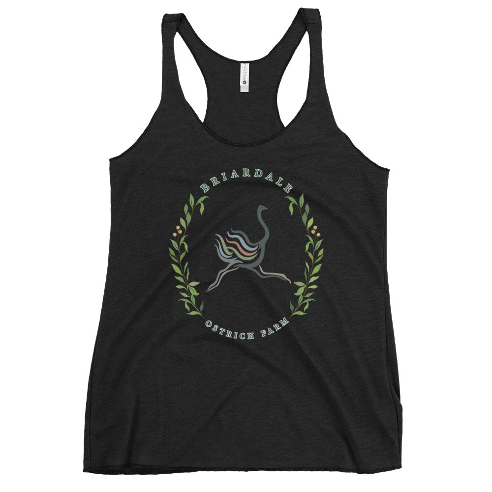 Performance | Thin Racerback Tank Top | Briardale Ostrich Farm | Crest Logo