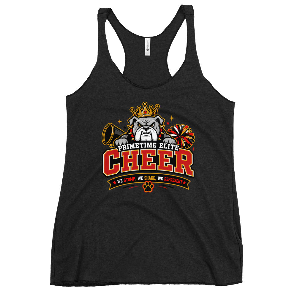 Performance | Thin Racerback Tank Top | PTE Bulldog Cheer | Crest Logo