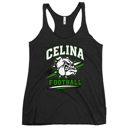 Performance | Thin Racerback Tank Top | Celina Black Football | Emblem Logo