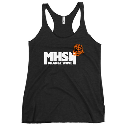 Performance | Thin Racerback Tank Top | Orange Wave Marching Band | Crest Logo