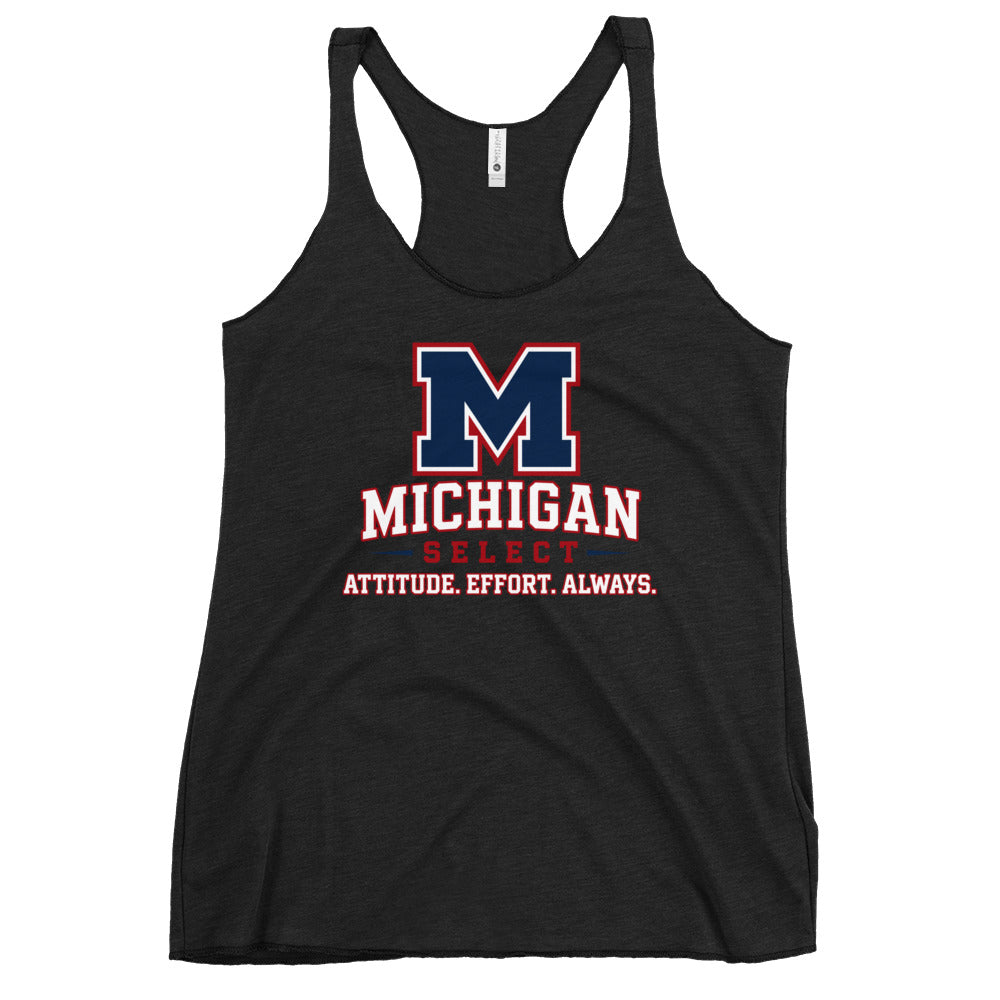 Performance | Thin Racerback Tank Top | Michigan Select Baseball | Crest Logo