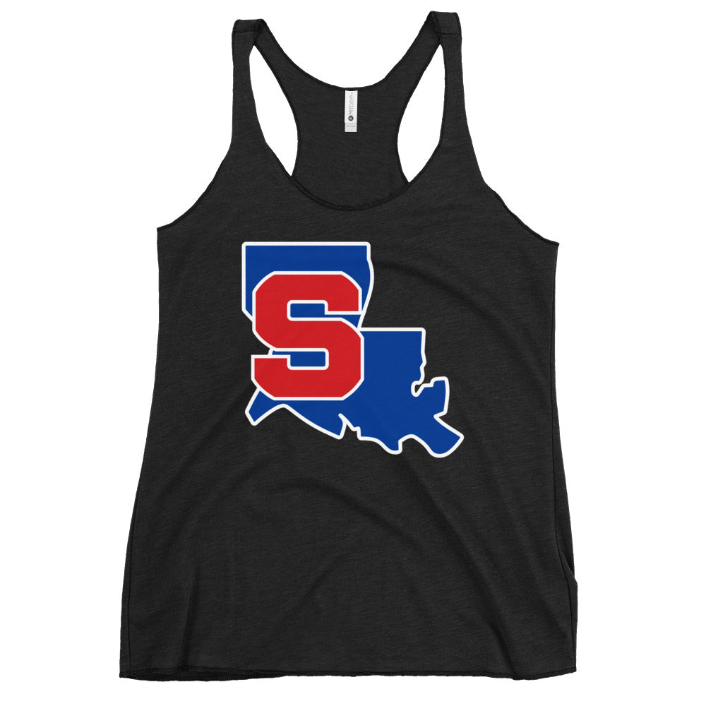 Performance | Thin Racerback Tank Top | Louisiana Slam Baseball | Crest Logo