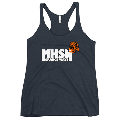 Performance | Thin Racerback Tank Top | Orange Wave Marching Band | Crest Logo